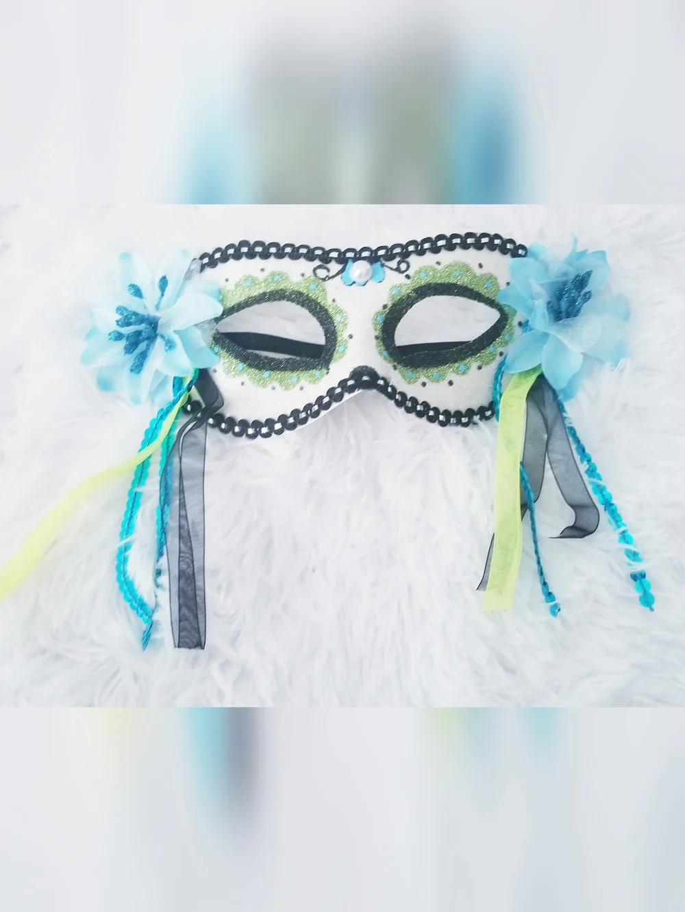Blue Floral Lace Eye Mask - Women's Accessory